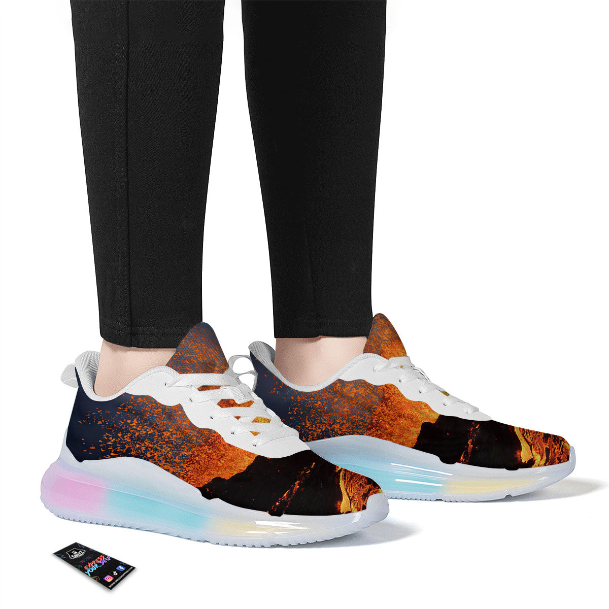 Lava Volcano Print Running Sneakers-grizzshop