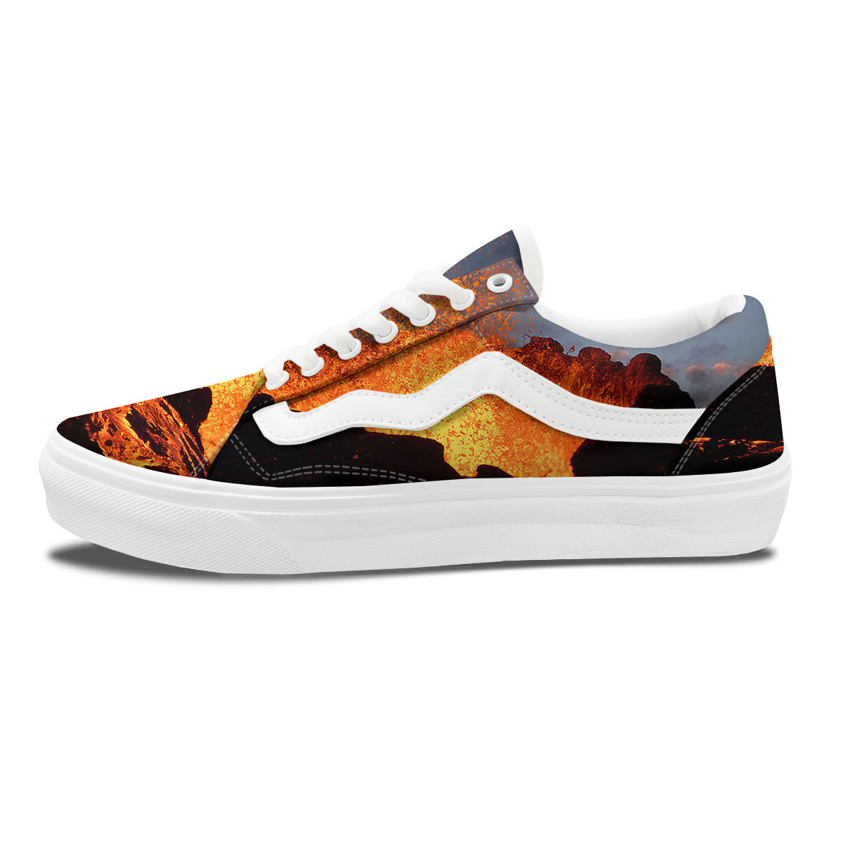 Lava Volcano Print Skate Shoes-grizzshop