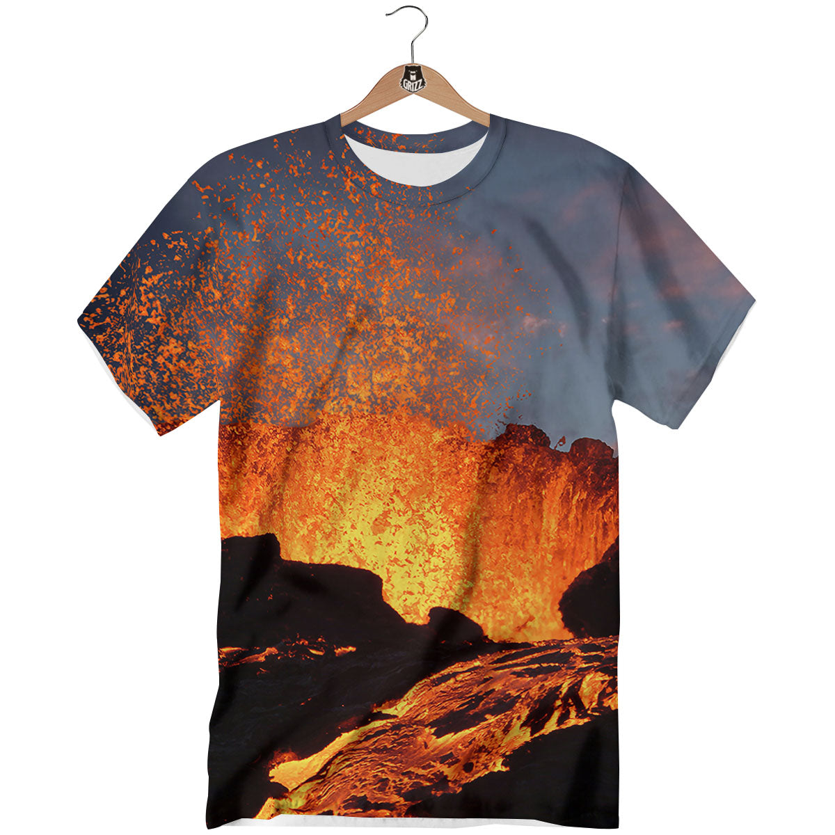 Lava Volcano Print T-Shirt-grizzshop