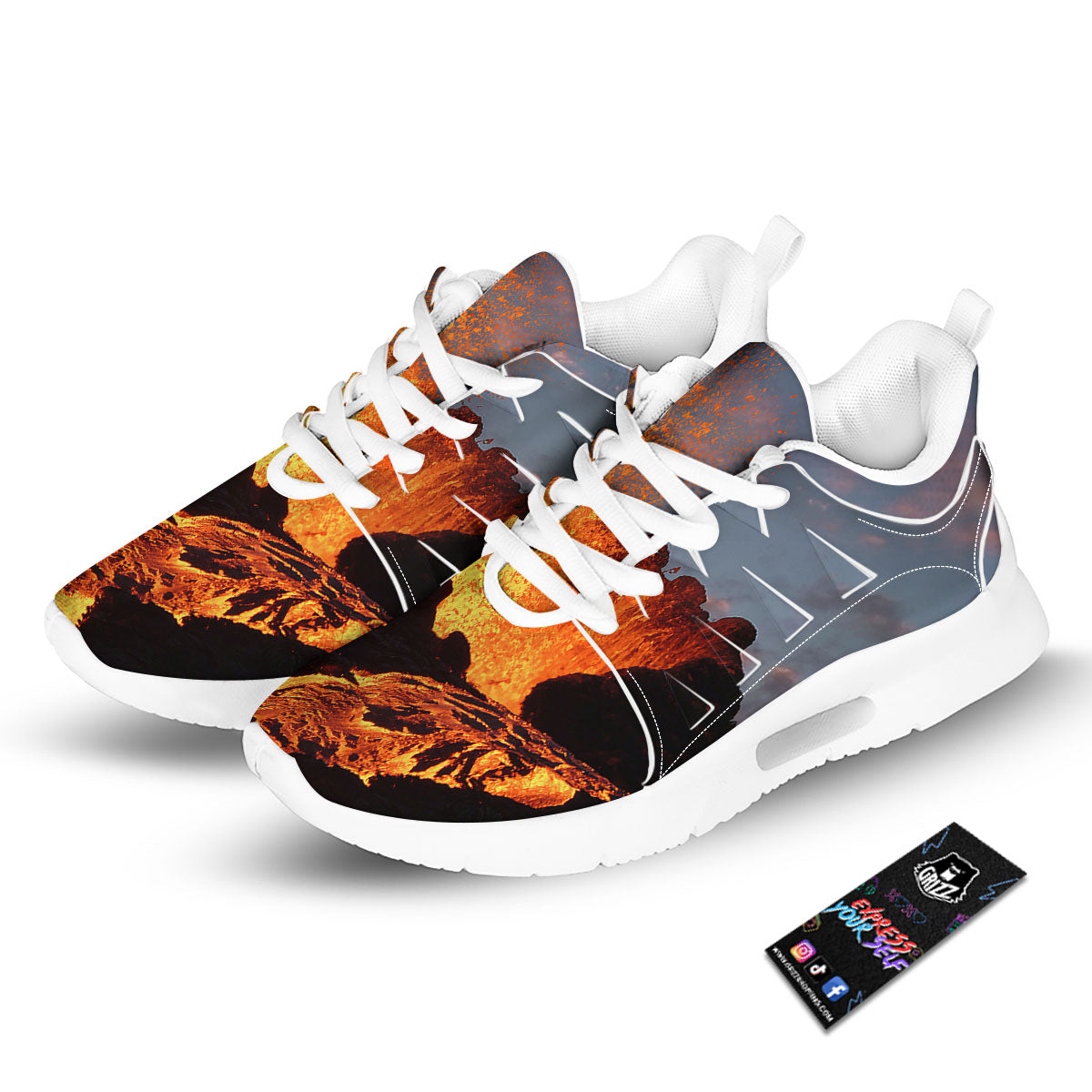 Lava Volcano Print Tennis Shoes-grizzshop