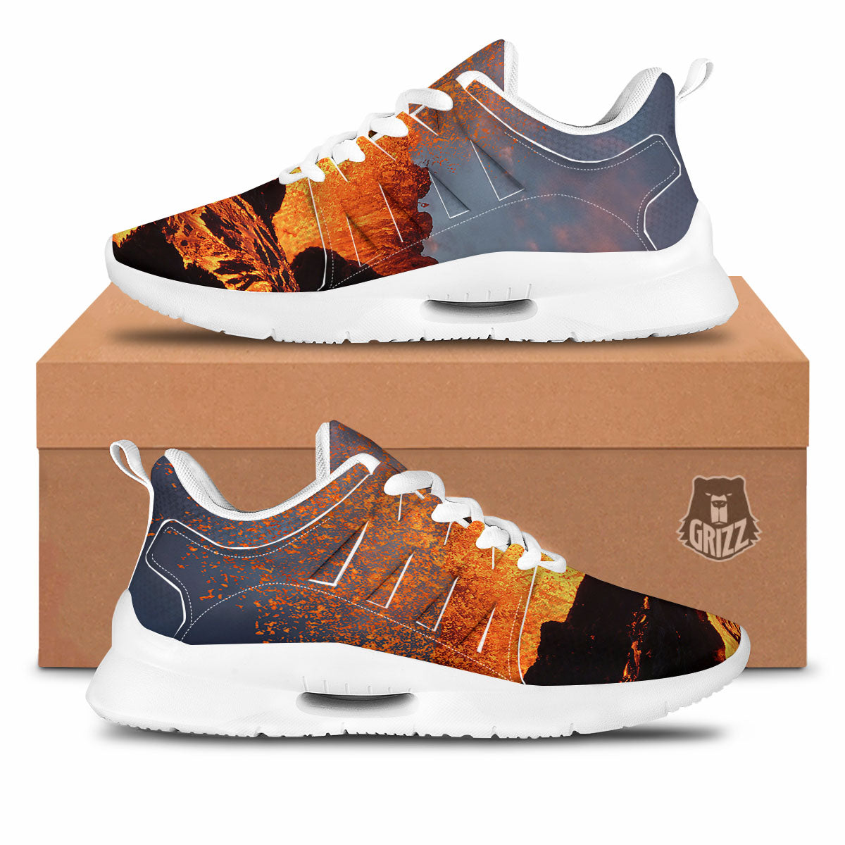 Lava Volcano Print Tennis Shoes-grizzshop