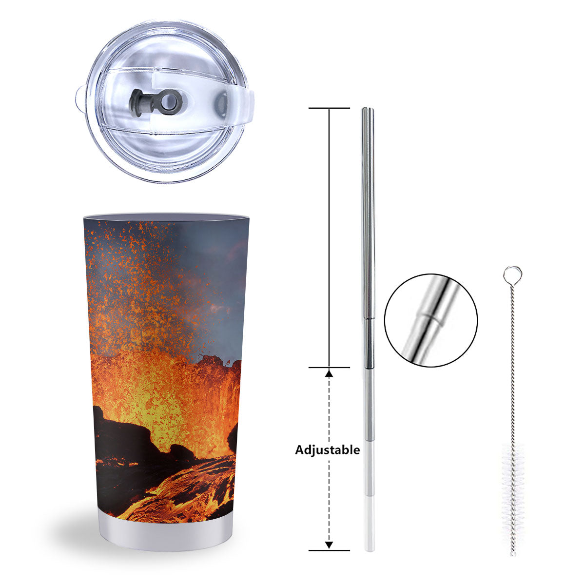 Lava Volcano Print Tumbler-grizzshop