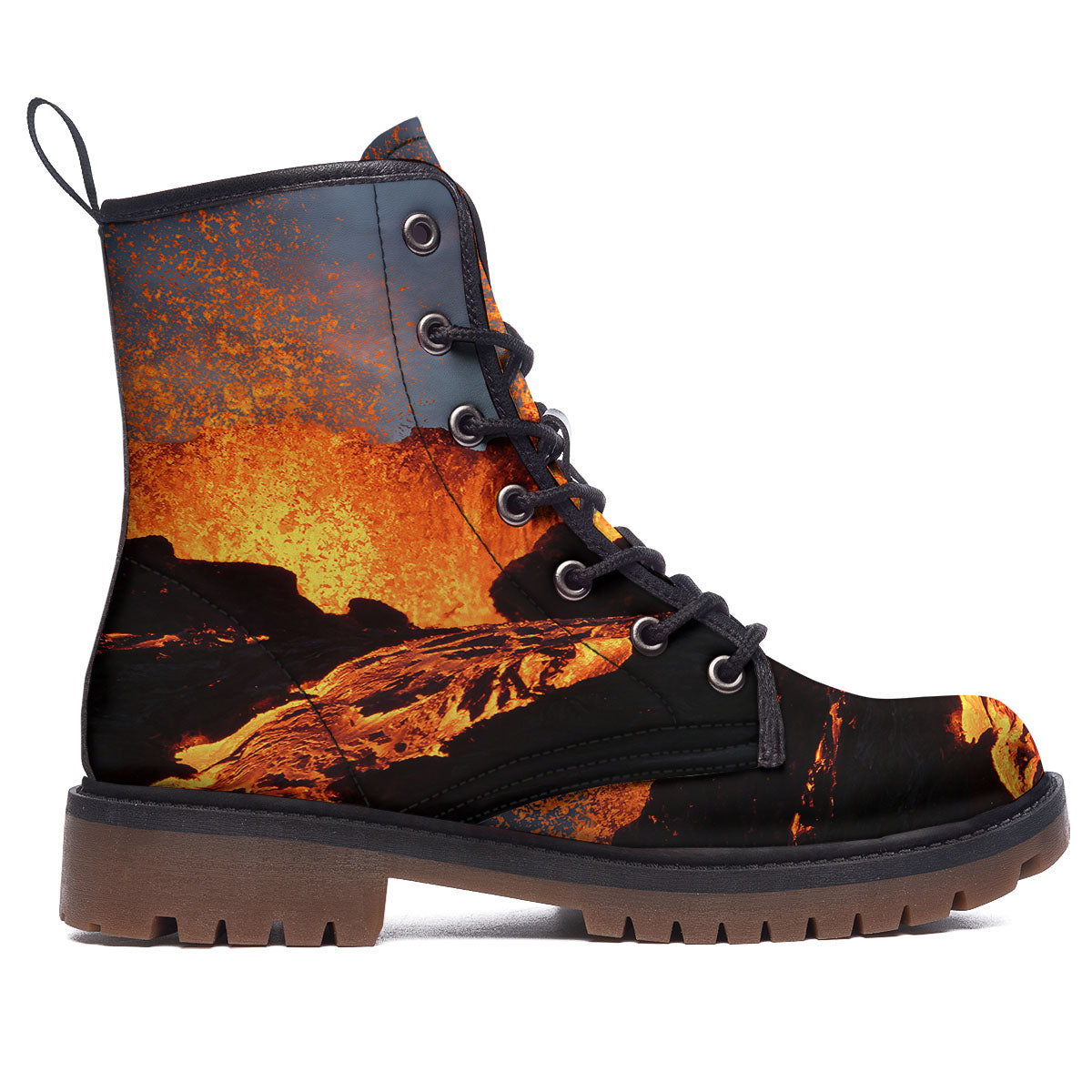 Lava Volcano Print Work Boots-grizzshop