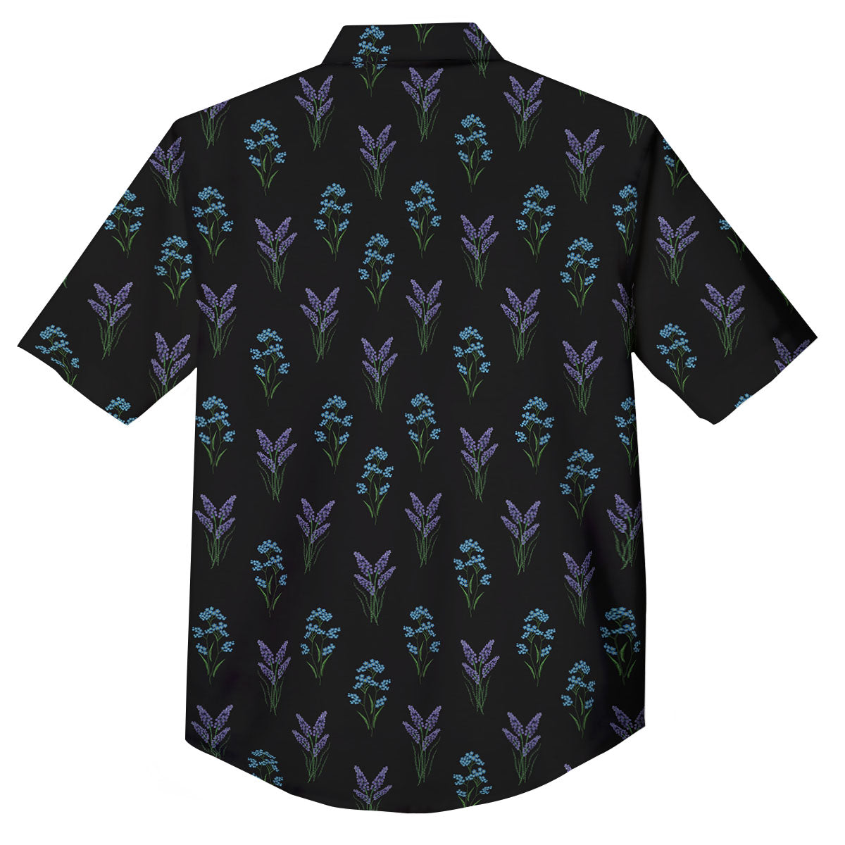 Lavender Embroidery Print Pattern Button Up Shirt-grizzshop