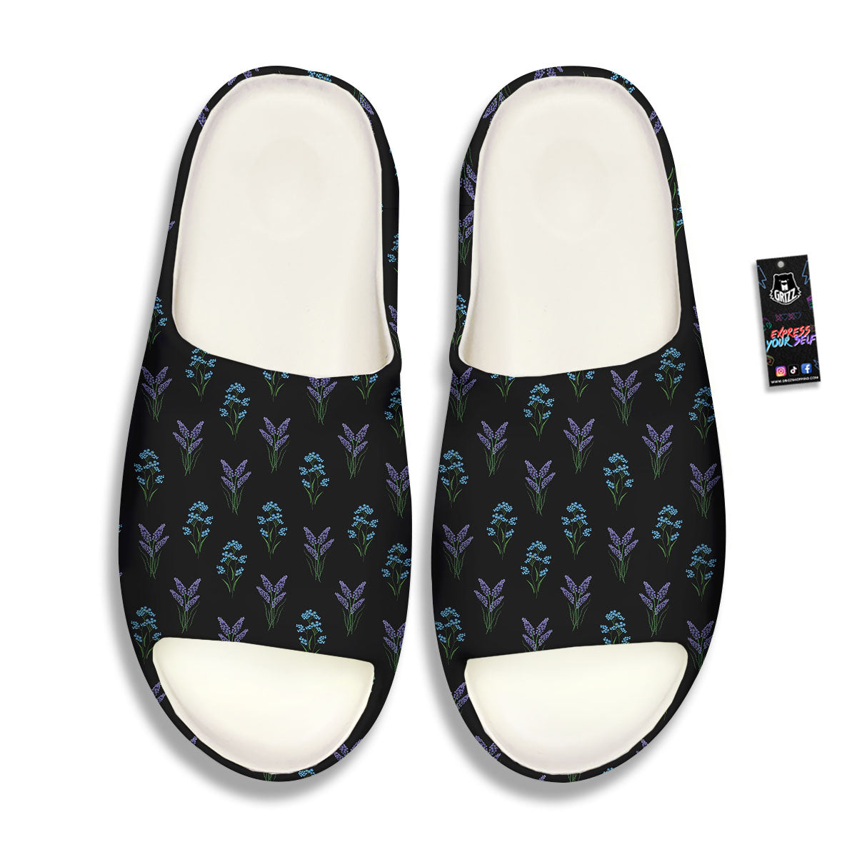 Lavender Embroidery Print Pattern Sandals-grizzshop
