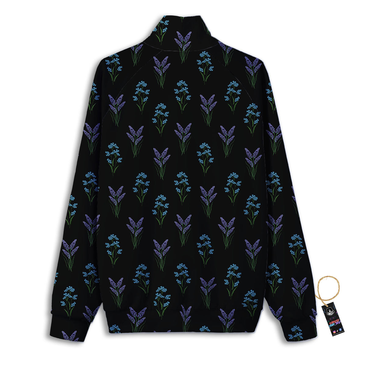 Lavender Embroidery Print Pattern Track Jacket-grizzshop