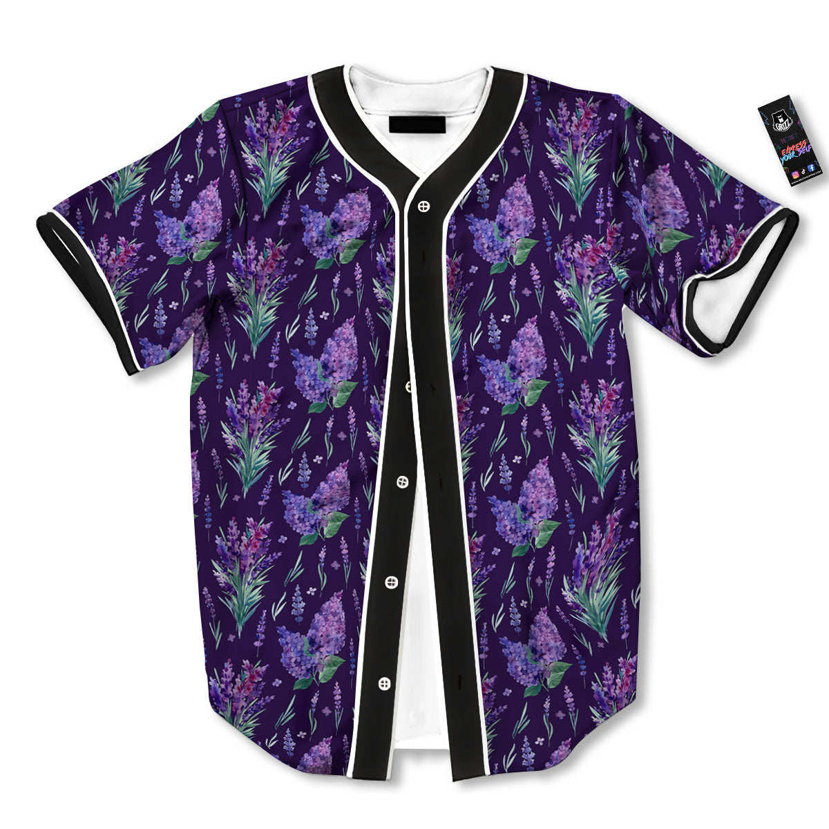 Lavender Purple Print Pattern Baseball Jersey-grizzshop