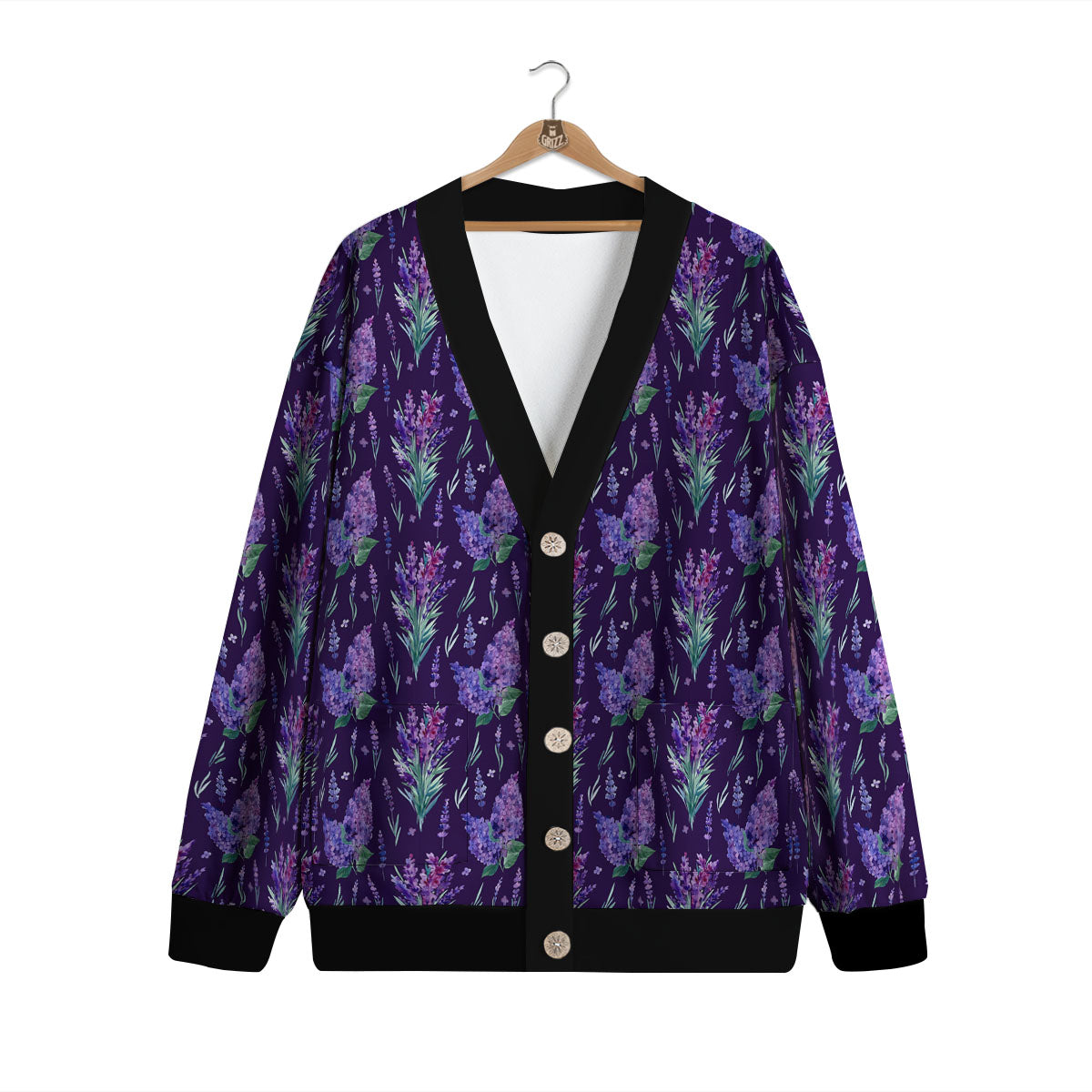 Lavender Purple Print Pattern Cardigan-grizzshop