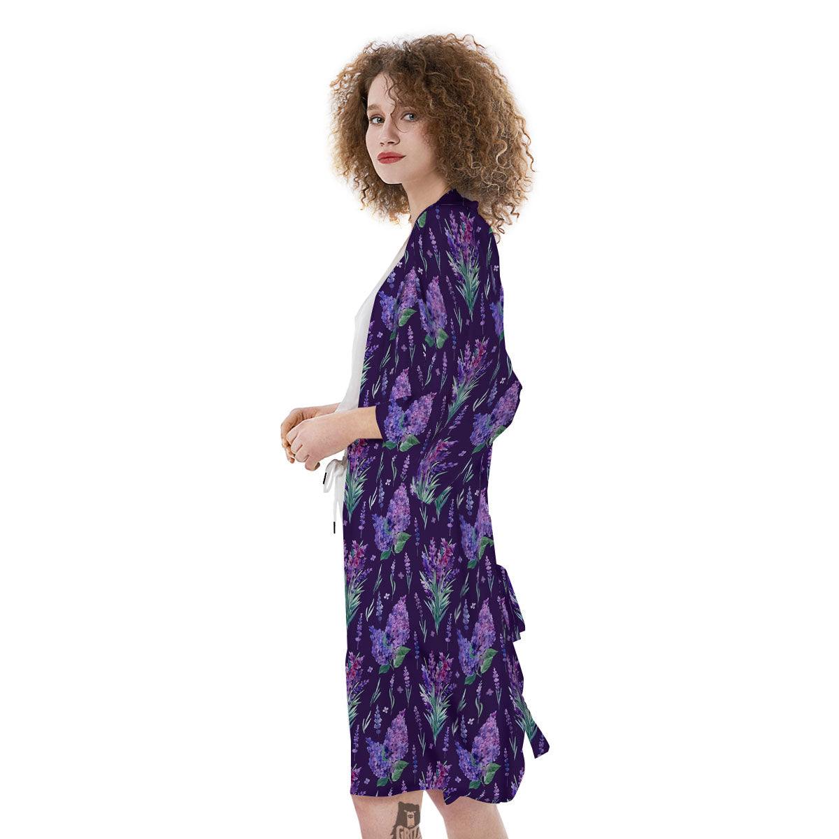 Lavender Purple Print Pattern Kimono-grizzshop
