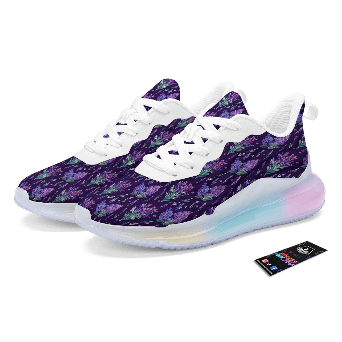 Lavender Purple Print Pattern Running Sneakers-grizzshop