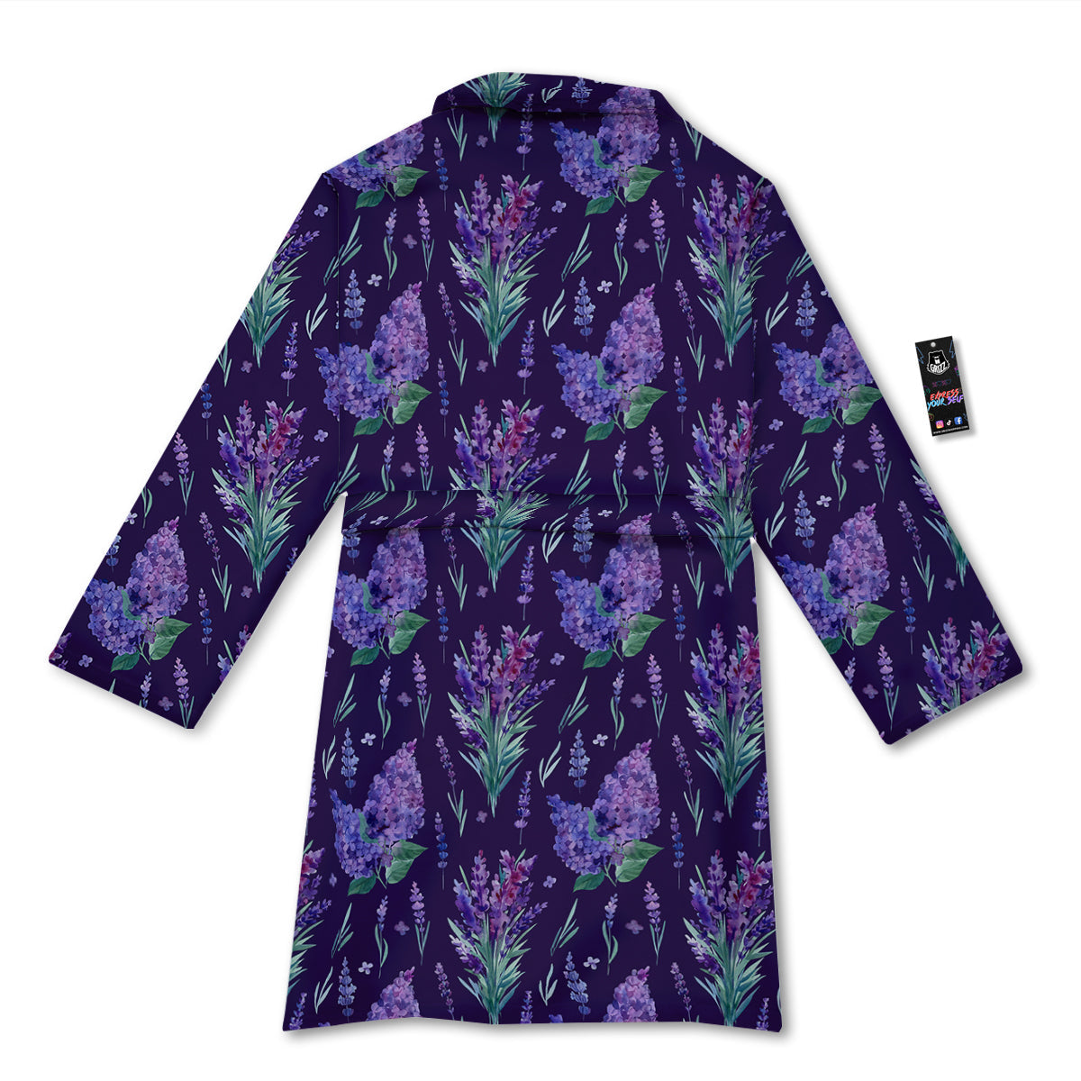 Lavender Watercolor Print Pattern Bathrobe-grizzshop
