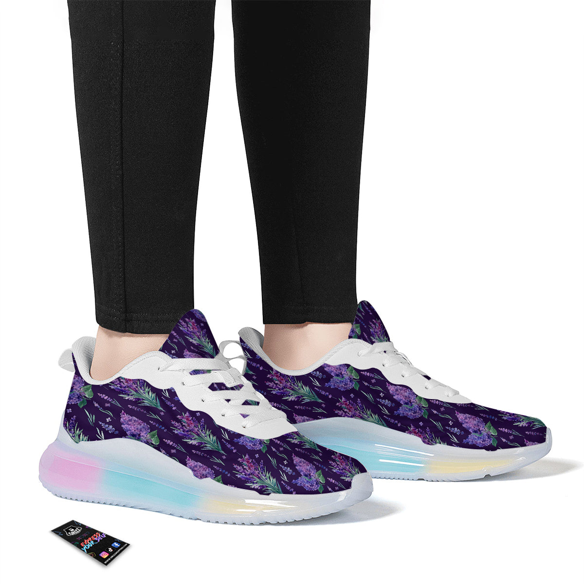 Lavender Watercolor Print Pattern Running Sneakers-grizzshop