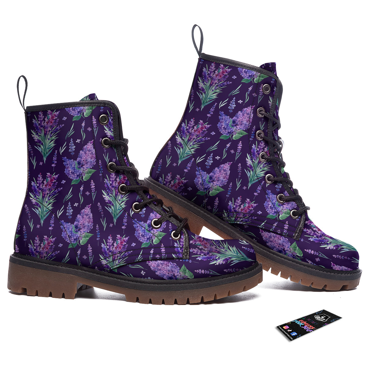 Lavender Watercolor Print Pattern Work Boots-grizzshop