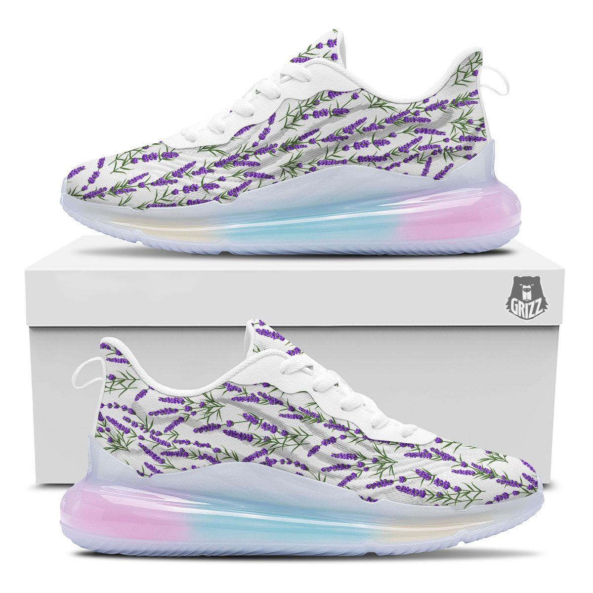 Lavender White And Purple Print Pattern Running Sneakers-grizzshop