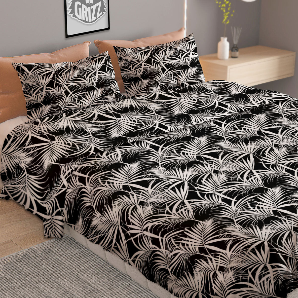 Ivy Leaf Green Print Duvet Cover Bedding Set
