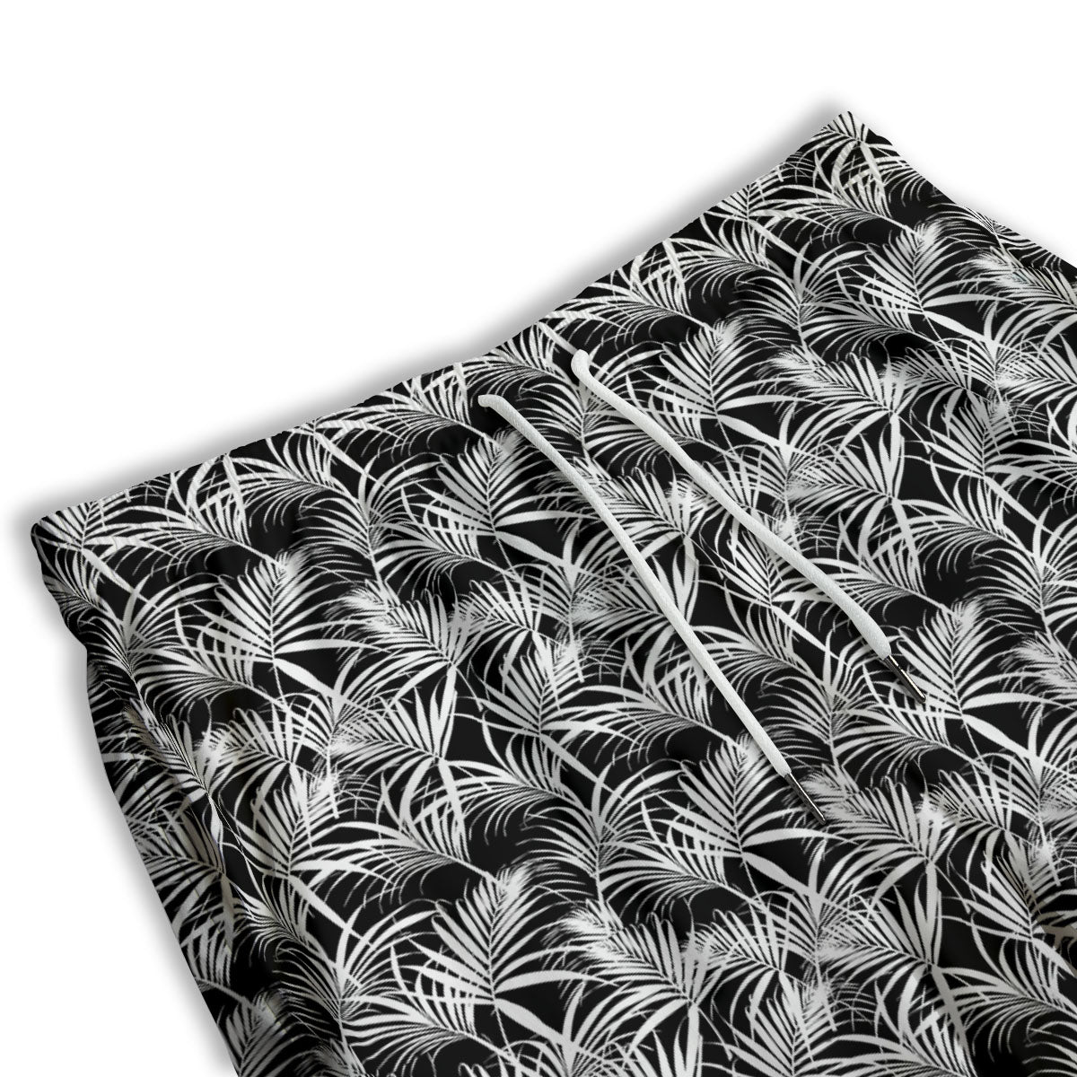 Leaf Aloha Black Palm Print Pattern Men's Athletic Shorts