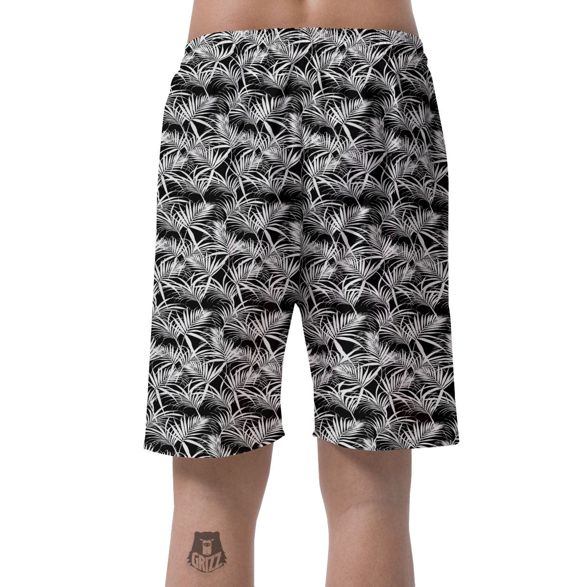Leaf Aloha Black Palm Print Pattern Men's Shorts-grizzshop