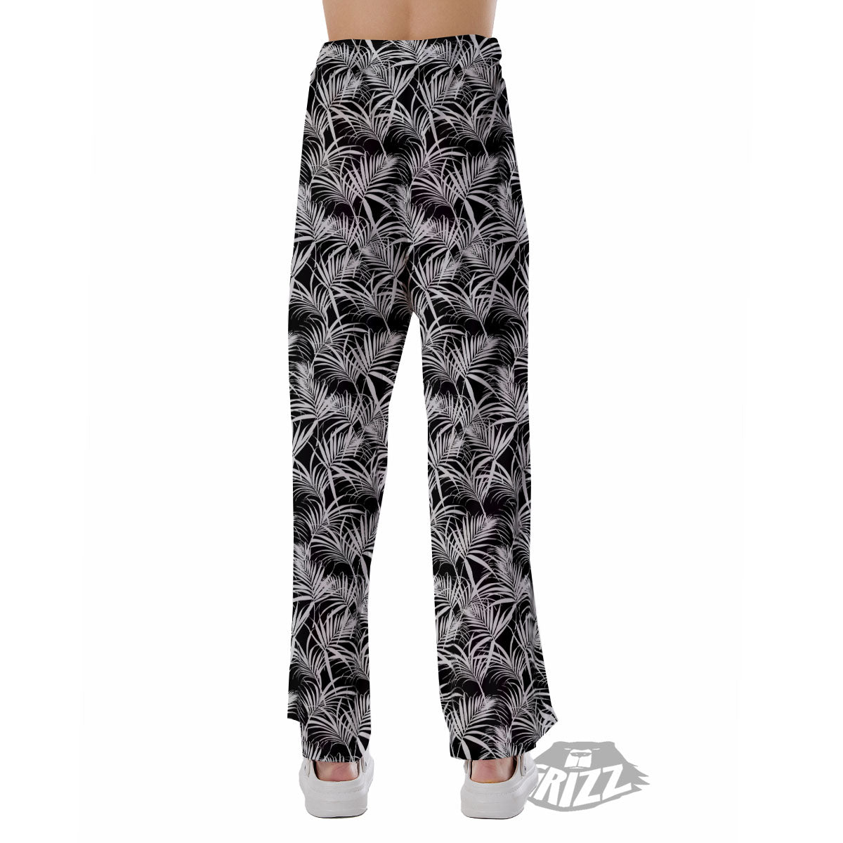 Leaf Aloha Black Palm Print Pattern Pajama Pants-grizzshop
