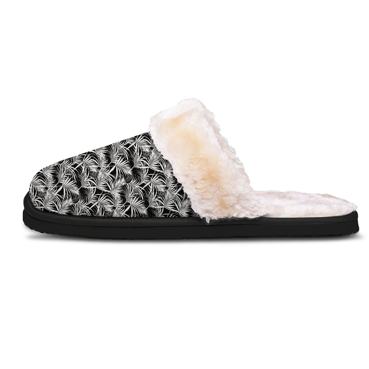 Leaf Aloha Black Palm Print Pattern Slippers-grizzshop