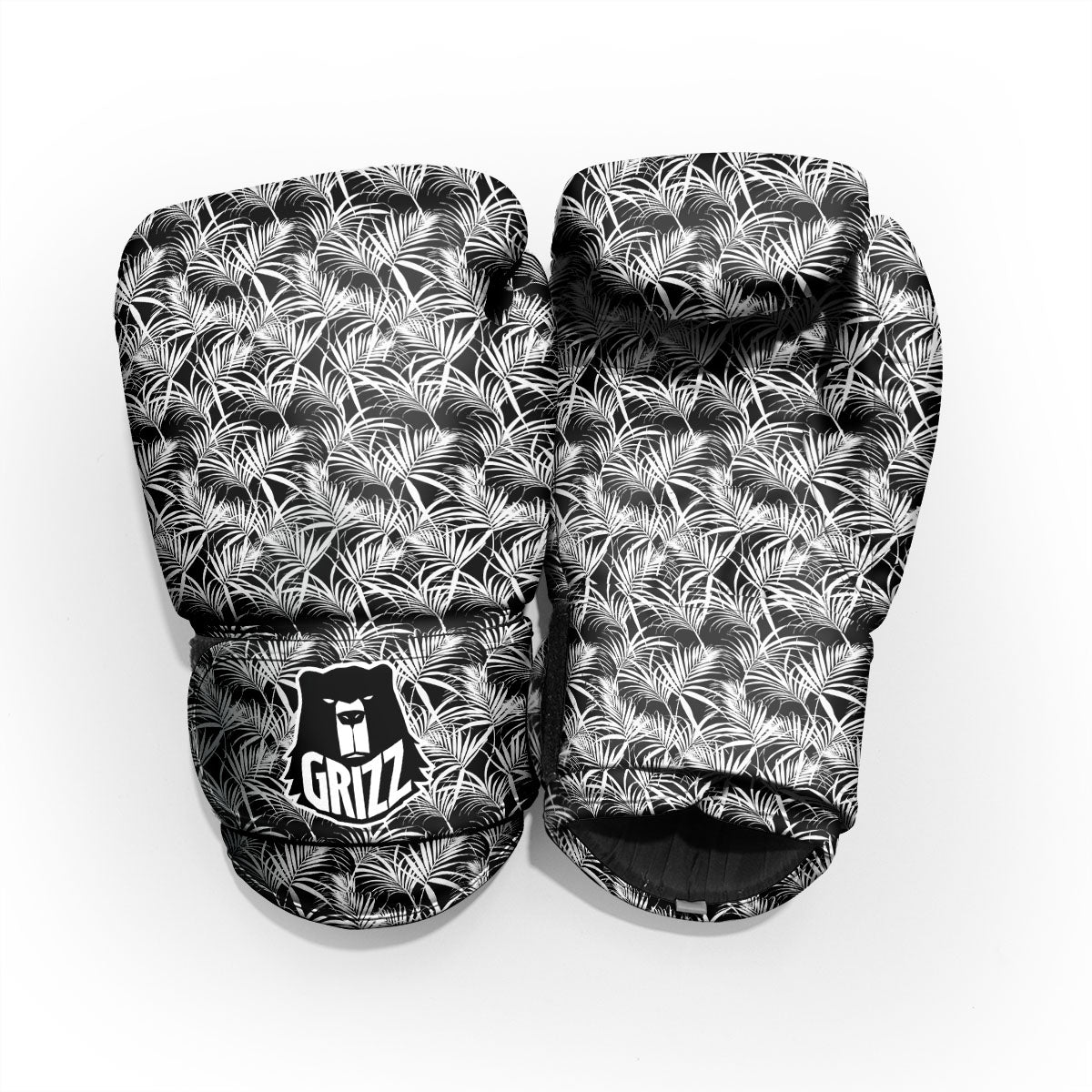Leaf Aloha Black Palm Print Pattern Pro Boxing Glove