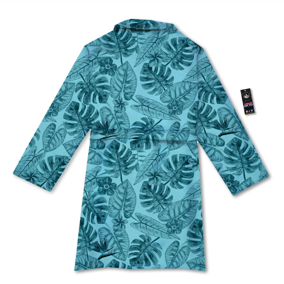 Leaf Flower Teal Hawaiian Print Pattern Bathrobe-grizzshop