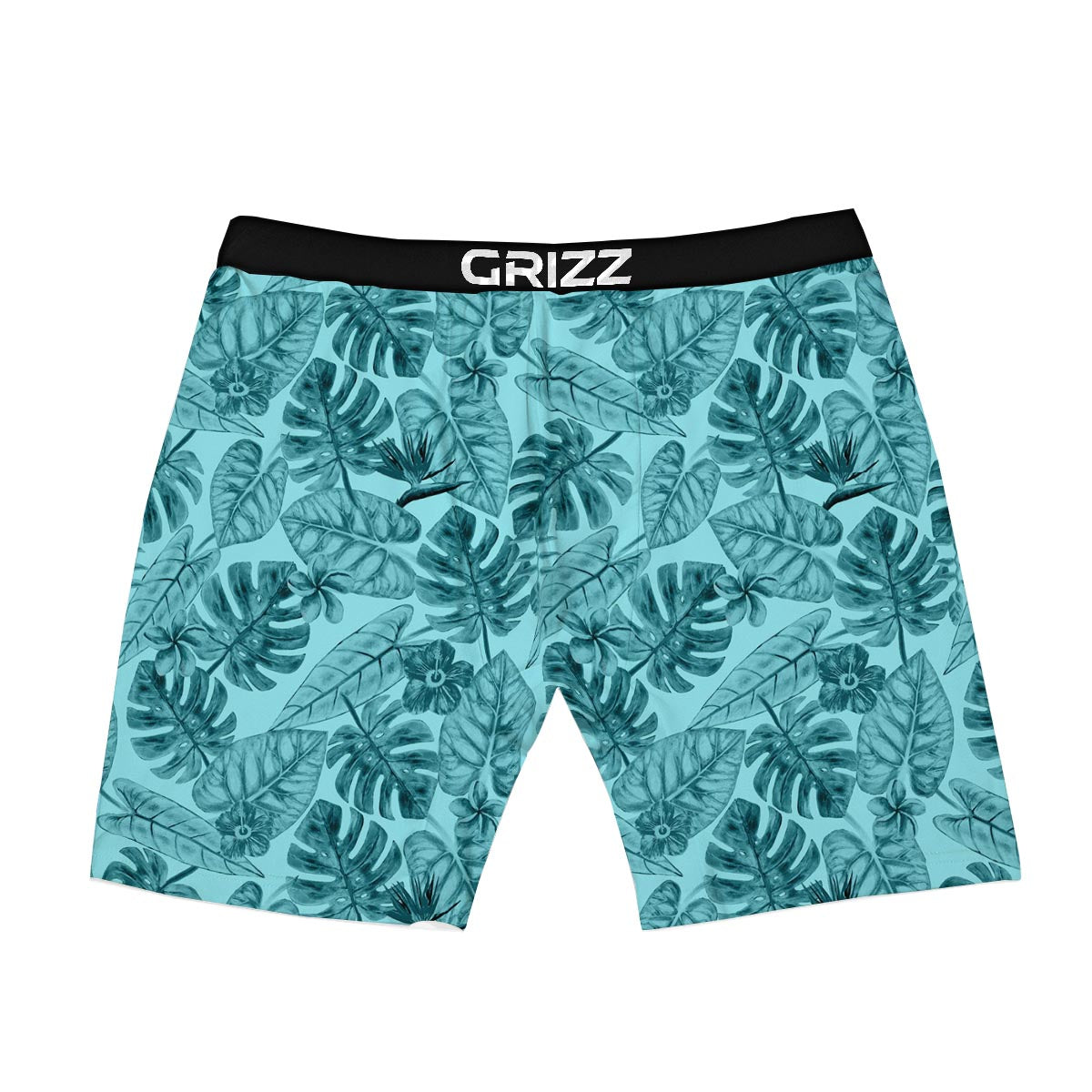 Leaf Flower Teal Hawaiian Print Pattern Boxer Briefs-grizzshop