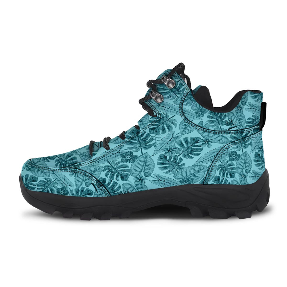 Leaf Flower Teal Hawaiian Print Pattern Hiking Shoes-grizzshop