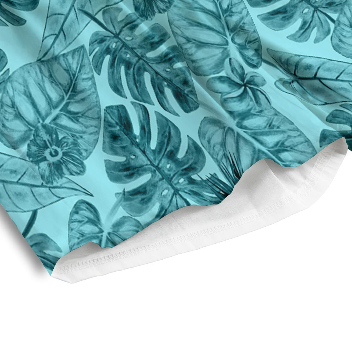 Leaf Flower Teal Hawaiian Print Pattern Men's Athletic Shorts