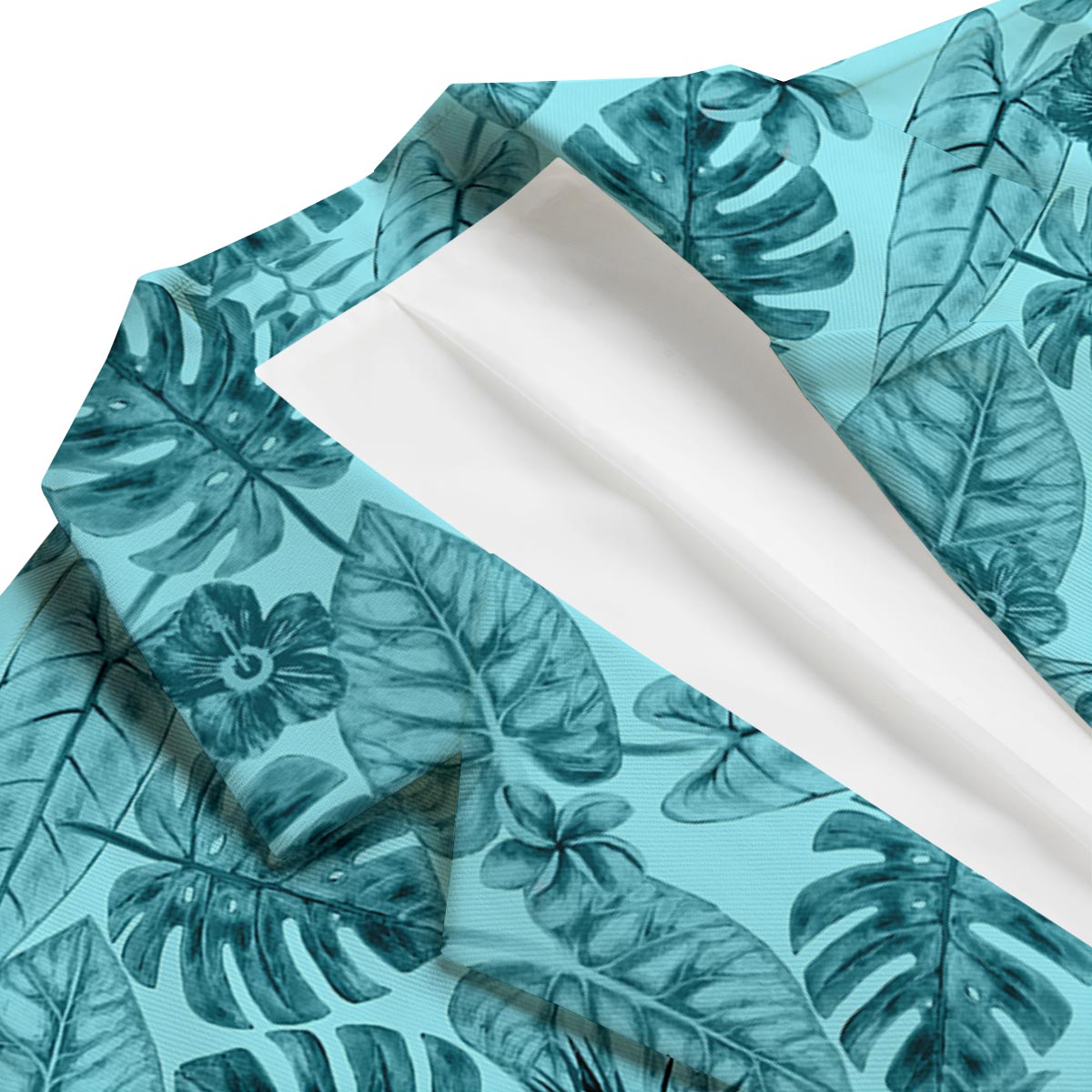 Leaf Flower Teal Hawaiian Print Pattern Men's Blazer-grizzshop