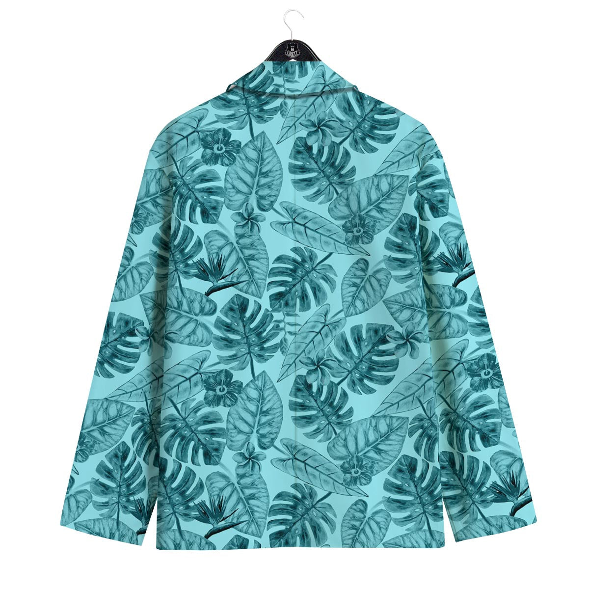 Leaf Flower Teal Hawaiian Print Pattern Men's Sport Coat-grizzshop