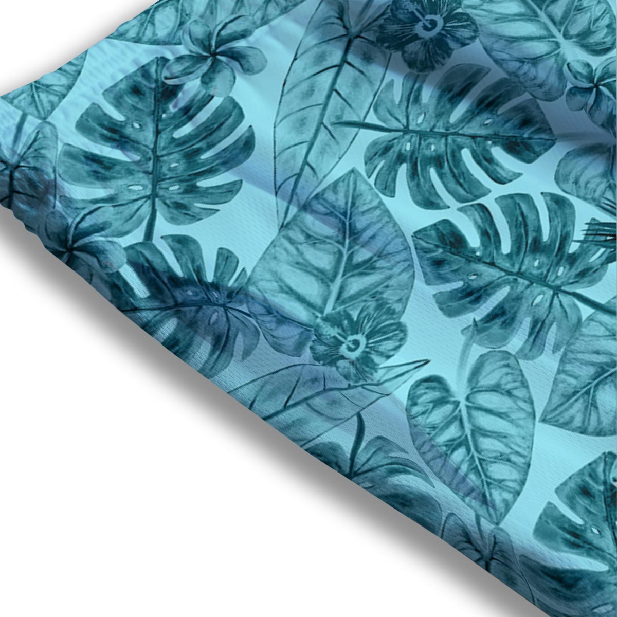 Leaf Flower Teal Hawaiian Print Pattern Mesh Shorts