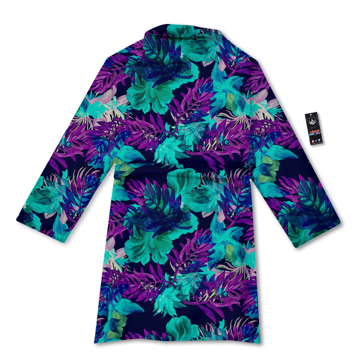 Leaf Green And Purple Print Pattern Bathrobe-grizzshop