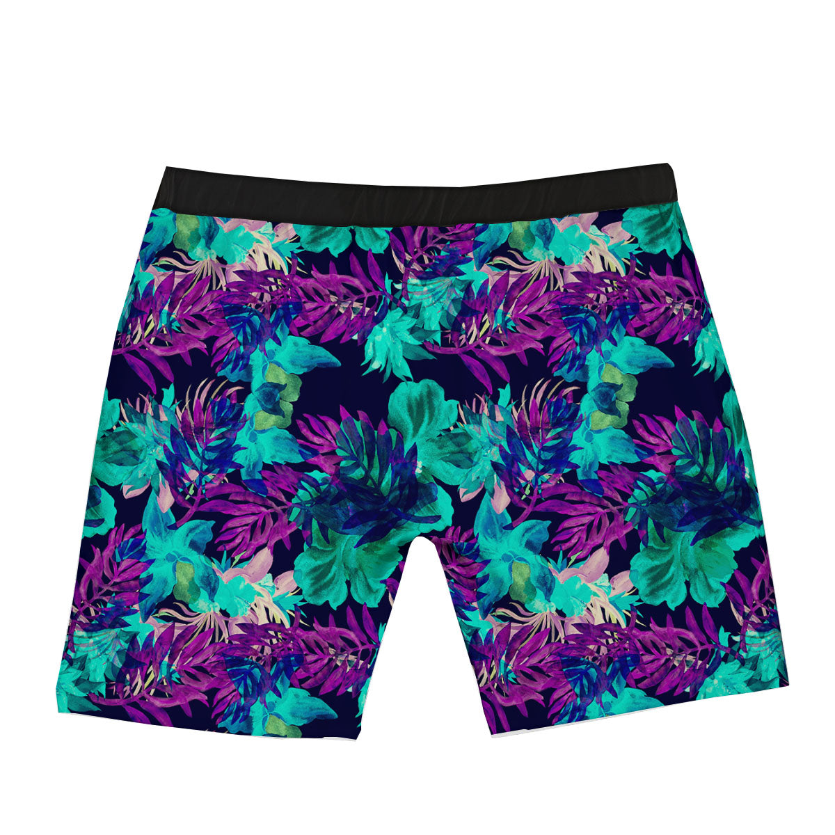 Leaf Green And Purple Print Pattern Boxer Briefs-grizzshop