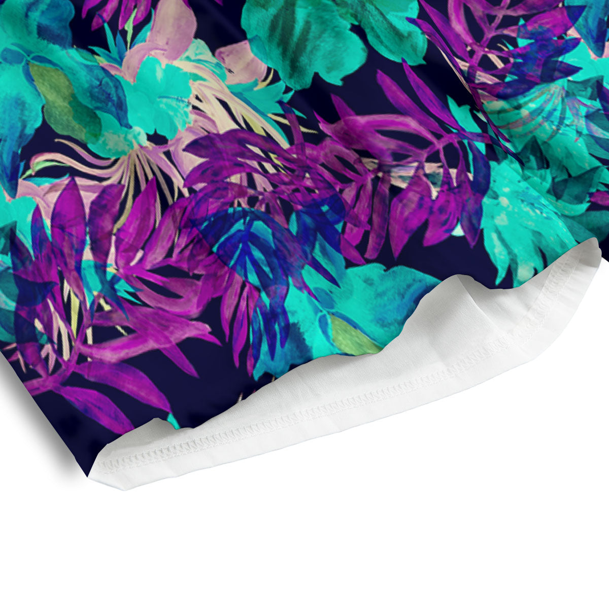 Leaf Green And Purple Print Pattern Men's Athletic Shorts