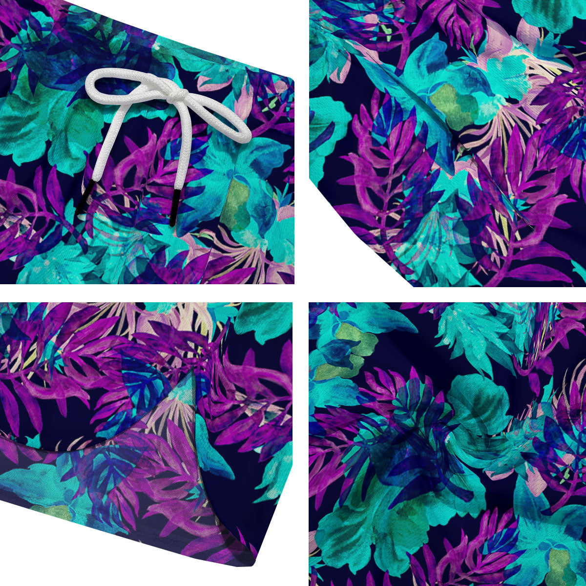 Leaf Green And Purple Print Pattern Men's Running Shorts-grizzshop