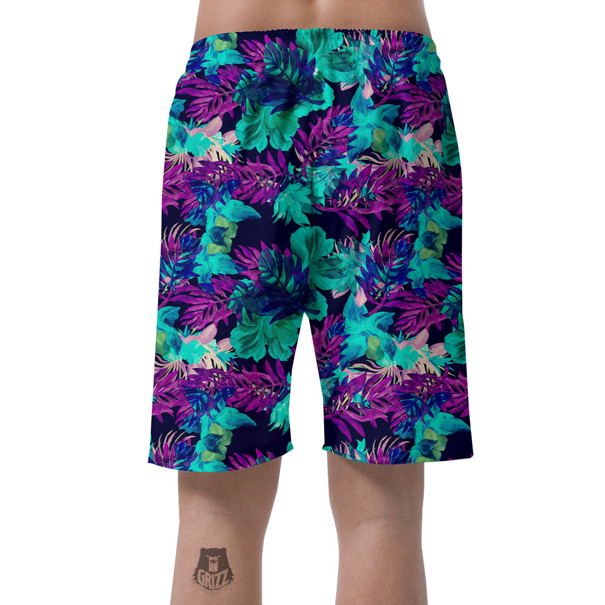 Leaf Green And Purple Print Pattern Men's Shorts-grizzshop
