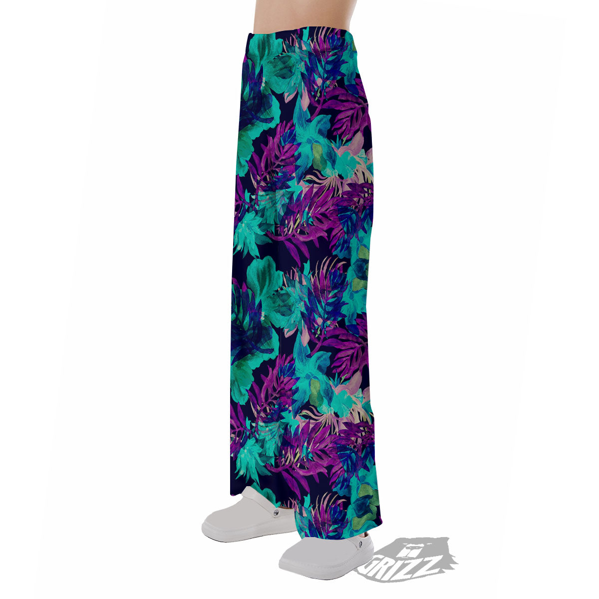 Leaf Green And Purple Print Pattern Pajama Pants-grizzshop