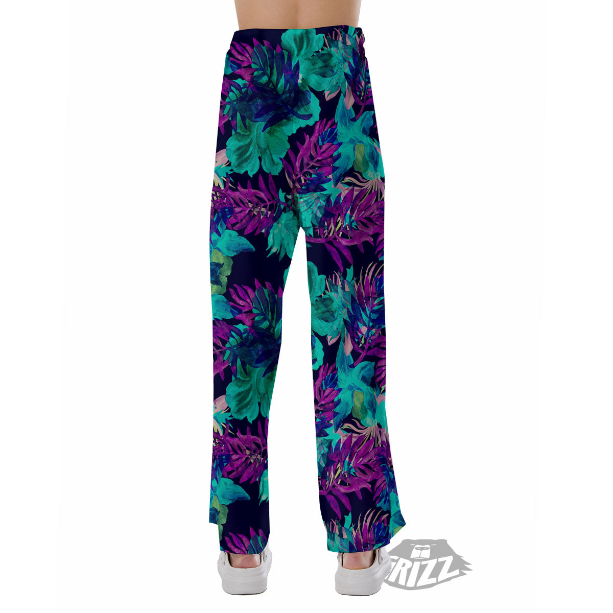 Leaf Green And Purple Print Pattern Pajama Pants-grizzshop
