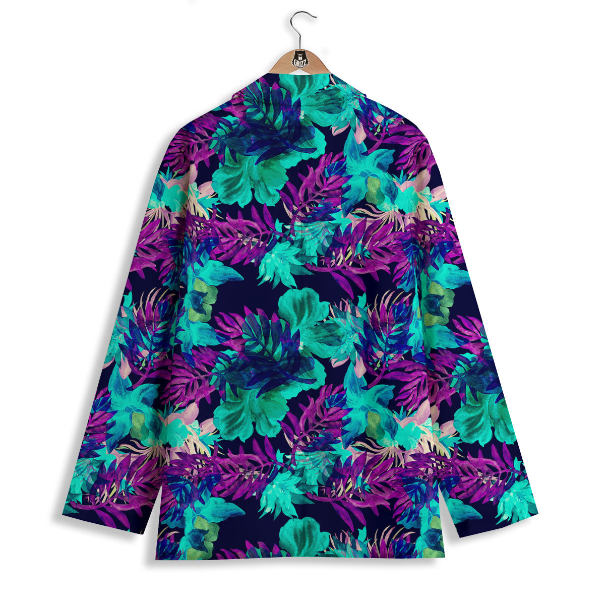 Leaf Green And Purple Print Pattern Women's Blazer-grizzshop