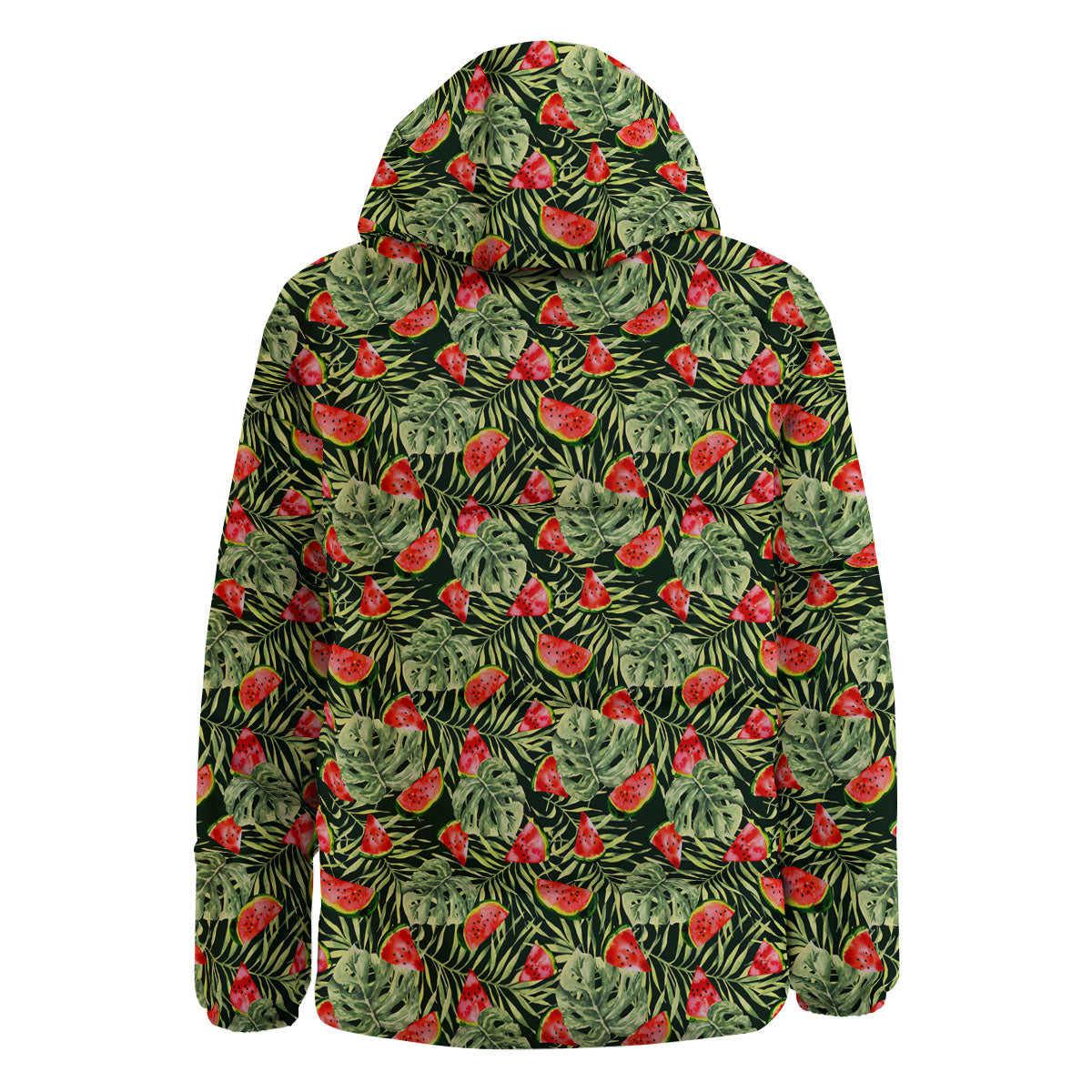Leaf Palm Watermelon Black Print Pattern Down Jacket-grizzshop