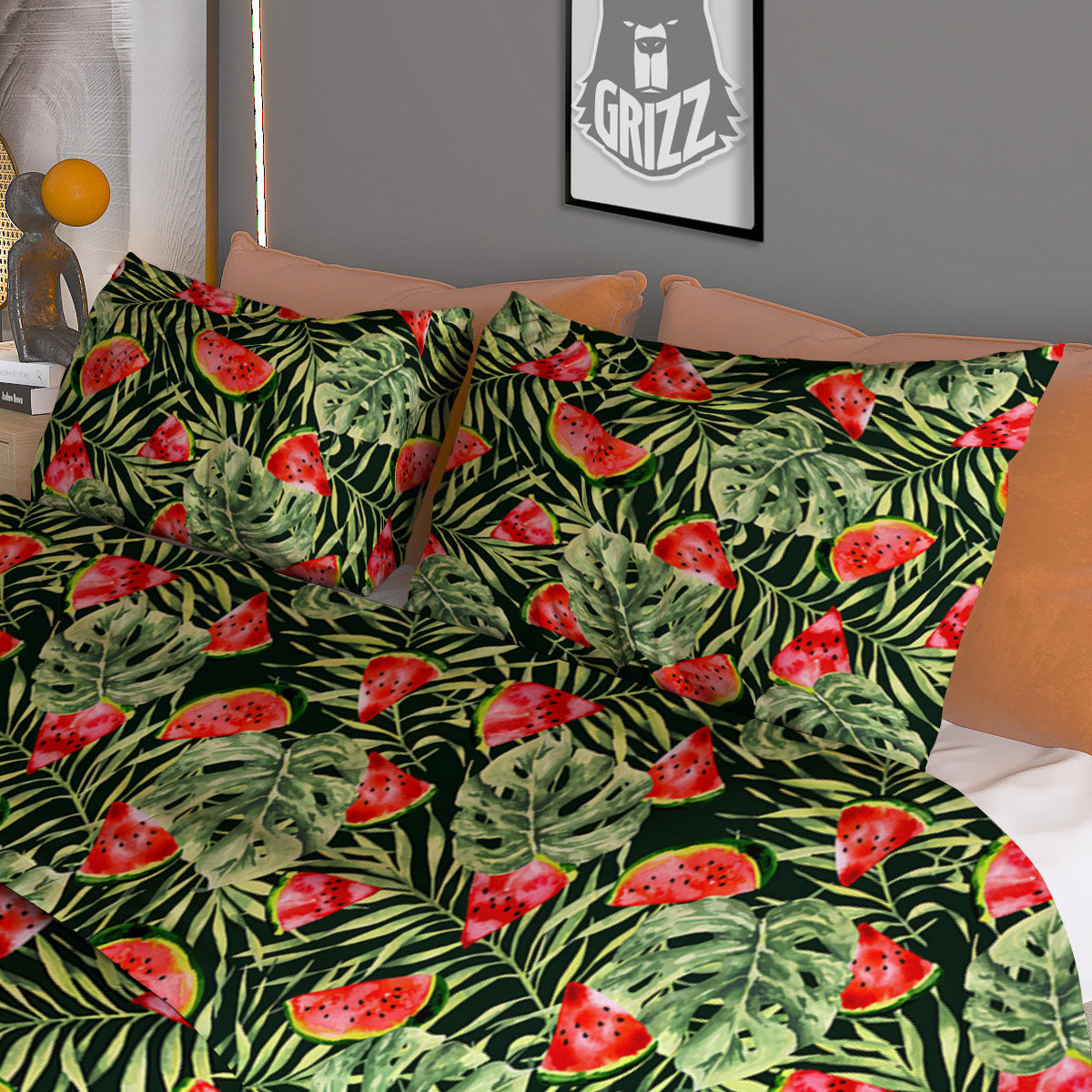 Ivy Leaf Green Print Pattern Duvet Cover Bedding Set