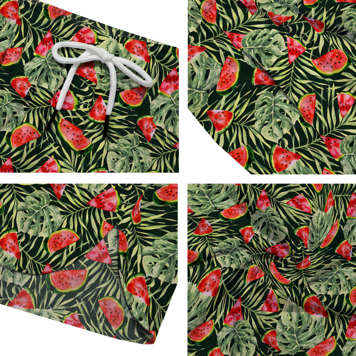 Leaf Palm Watermelon Black Print Pattern Men's Running Shorts-grizzshop