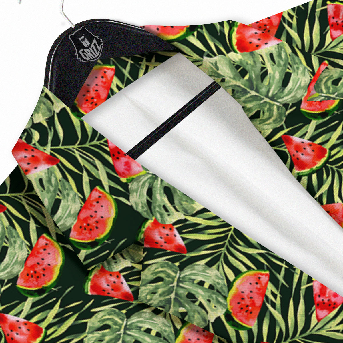 Leaf Palm Watermelon Black Print Pattern Men's Sport Coat-grizzshop