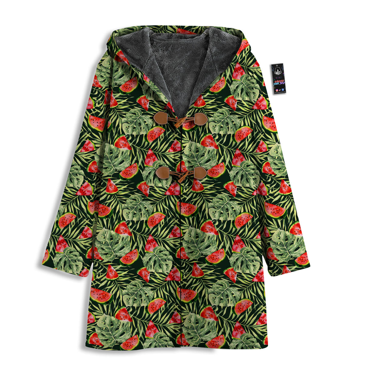 Leaf Palm Watermelon Black Print Pattern Men's Windbreaker Jacket-grizzshop