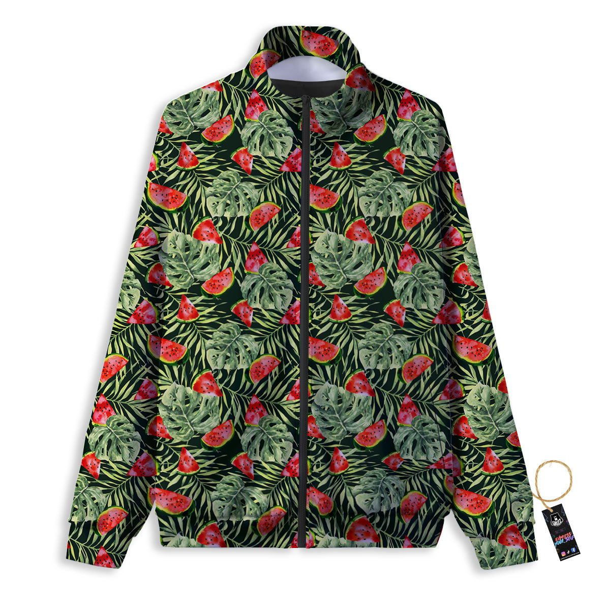 Leaf Palm Watermelon Black Print Pattern Track Jacket-grizzshop