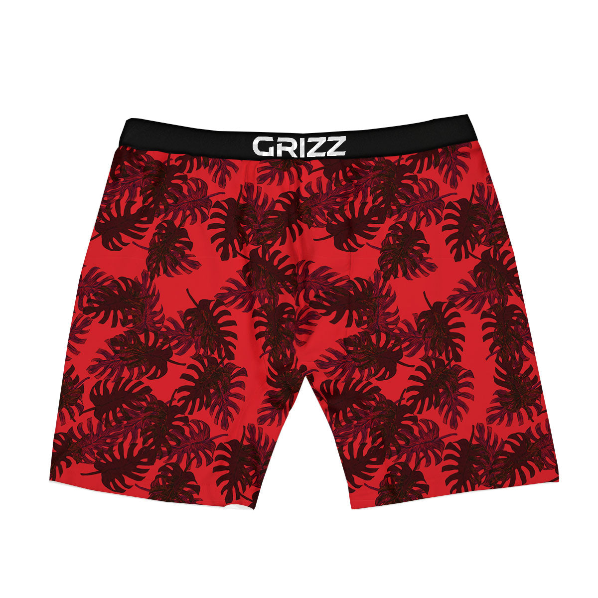 Leaf Red Print Pattern Boxer Briefs-grizzshop