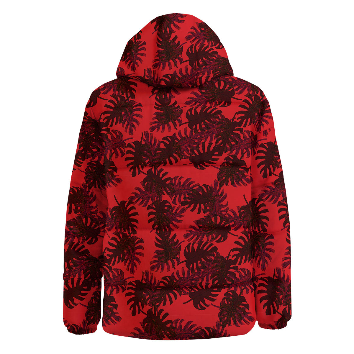 Leaf Red Print Pattern Down Jacket-grizzshop