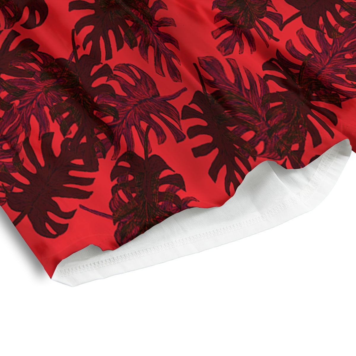Leaf Red Print Pattern Men's Athletic Shorts