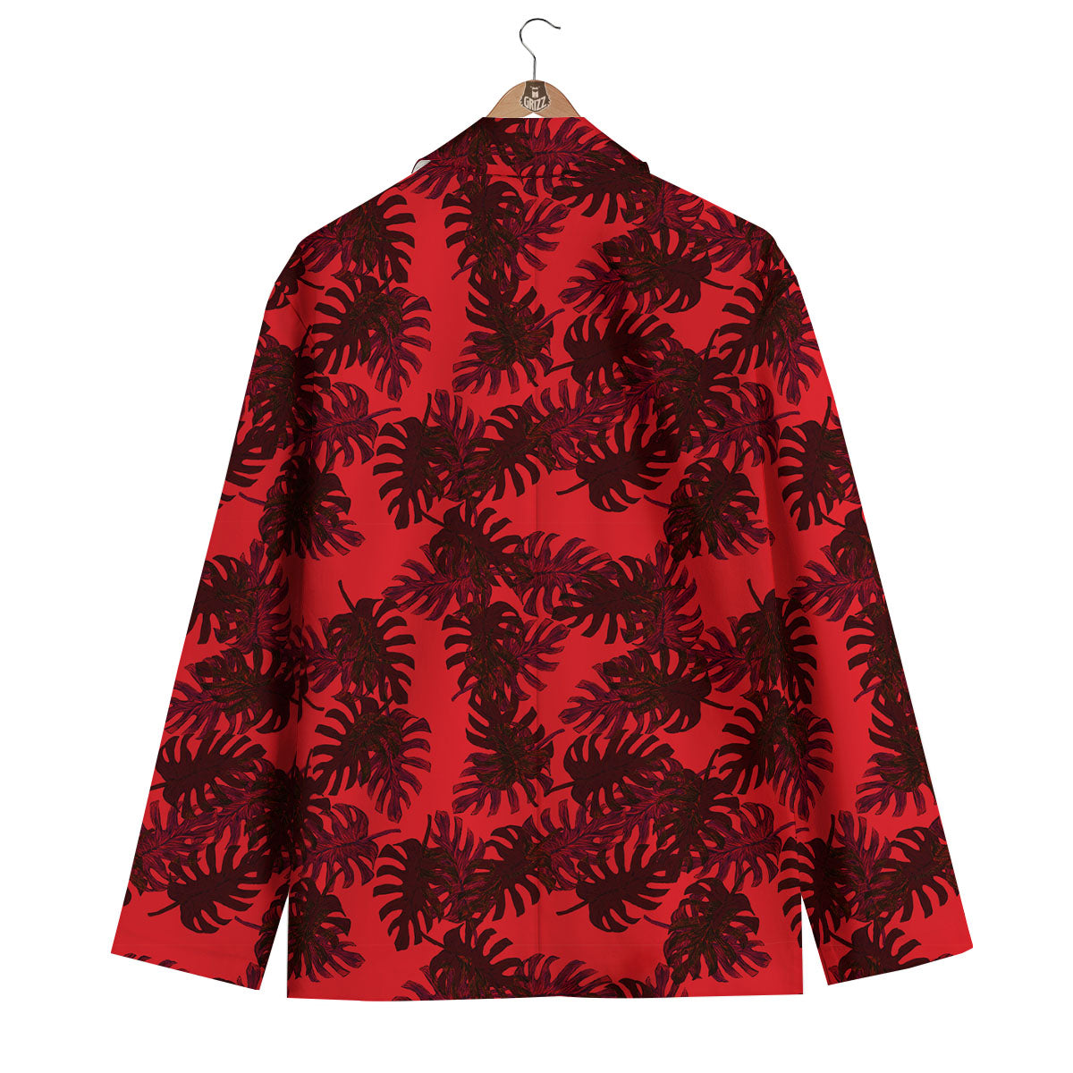 Leaf Red Print Pattern Men's Blazer-grizzshop