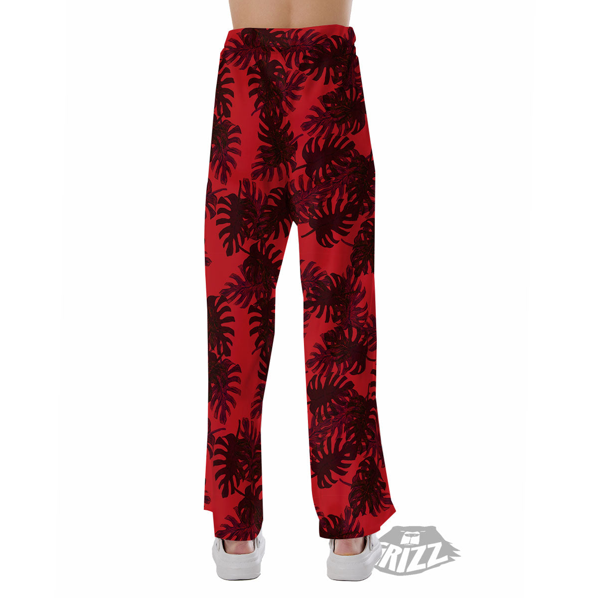Leaf Red Print Pattern Pajama Pants-grizzshop